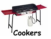Cookers for outdoor grilling