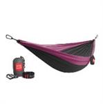 Double Deluxe Parachute Nylon Hammock w/ Straps - Charcoal/Magenta