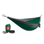 Double Deluxe Parachute Nylon Hammock w/ Straps - Green/Charcoal