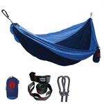 Double Deluxe Parachute Nylon Hammock w/ Straps - Navy/Lt. Blue
