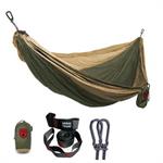 Double Deluxe Parachute Nylon Hammock w/ Straps - Olive/Khahi