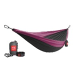 Double Deluxe Parachute Nylon Hammock w/ Straps - Charcoal/Magenta