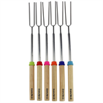 S'more Roasting Fork 6-pack Extendable - Wood Handle