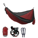 Double Deluxe Parachute Nylon Hammock w/ Straps - Crimson/Charcoal