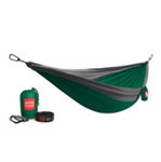 Double Deluxe Parachute Nylon Hammock w/ Straps - Green/Charcoal