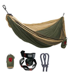 Double Deluxe Parachute Nylon Hammock w/ Straps - Olive/Khahi