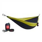 Double Deluxe Parachute Nylon Hammock w/ Straps - Collegiate Navy/Chartreuse