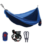 Double Deluxe Parachute Nylon Hammock w/ Straps - Navy/Lt. Blue